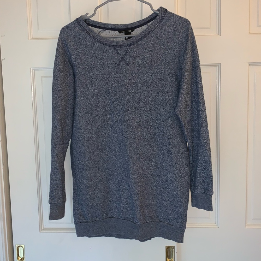 Gray/Blue oversized Crew neck